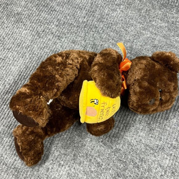 Russ Berrie Plush 12" Bear Let's Bee Friends Brown Stuffed Animal Yellow Beehive - Picture 12 of 16